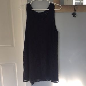 Navy lace tie up back dress